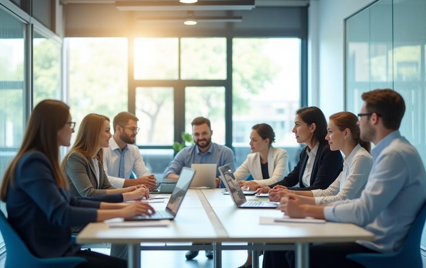 Réunion d'équipe au bureau Groupe RH Excellence
